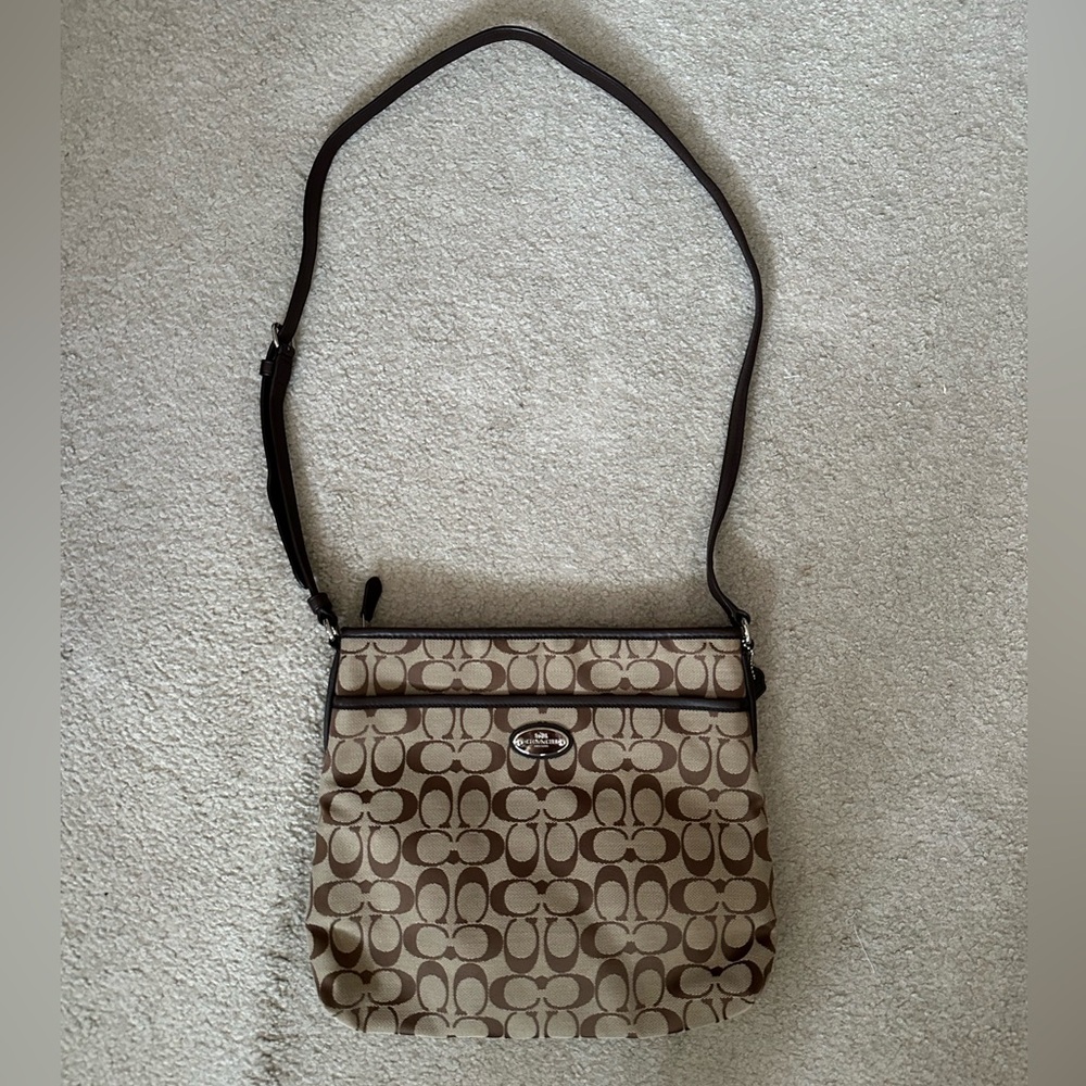 Coach Signature Zip File Crossbody Bag